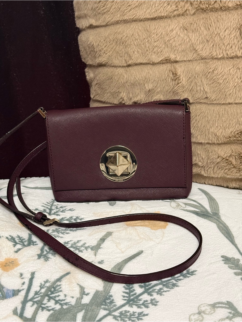 Kate Spade Keira Newbury Lane Saffiano Crossbody Clutch - Plum / Burgundy